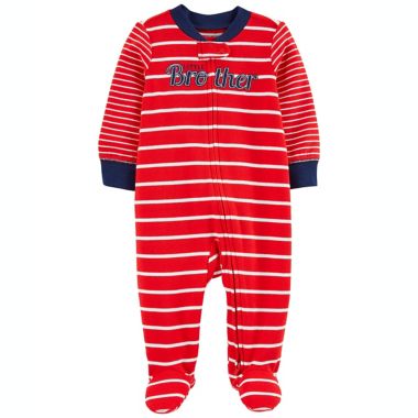carter's&reg; Preemie Little Brother 2-Way Zip Cotton Sleep &amp; Play in Red. View a larger version of this product image.