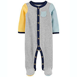 carter's® Colorblock Snap-Up Textured Cotton Sleep & Play in Grey