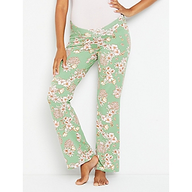Motherhood Maternity&reg; Medium Floral Maternity Pajama Bottoms in Olive. View a larger version of this product image.