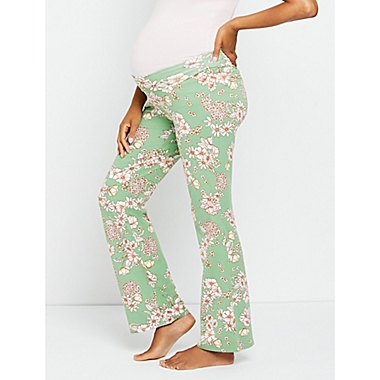 Motherhood Maternity&reg; Medium Floral Maternity Pajama Bottoms in Olive. View a larger version of this product image.