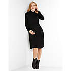 Alternate image 2 for Motherhood Maternity&reg; Size Large Fit and Flare Turtleneck Maternity Dress in Black