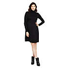 Alternate image 0 for Motherhood Maternity&reg; Size Small Fit and Flare Turtleneck Maternity Dress in Black