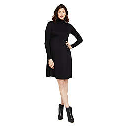 Motherhood Maternity® Size Large Fit and Flare Turtleneck Maternity Dress in Black