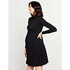 Alternate image 1 for Motherhood Maternity&reg; Size Small Fit and Flare Turtleneck Maternity Dress in Black