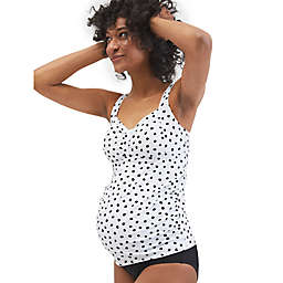 Motherhood Maternity® Small Beach Bump™ Twist Front Maternity Swim Top in White/Black