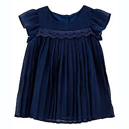 OshKosh B'gosh® Size 9M Pleated Chiffon Dress in Blue