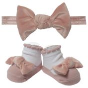 So 'Dorable&reg; Size 0-12M 2-Piece Velvet Headwrap and Bootie Set in Pink
