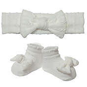 So &#39;Dorable&reg; Size 0-12M 2-Piece Cable Knit Headwrap and Bootie Set in White