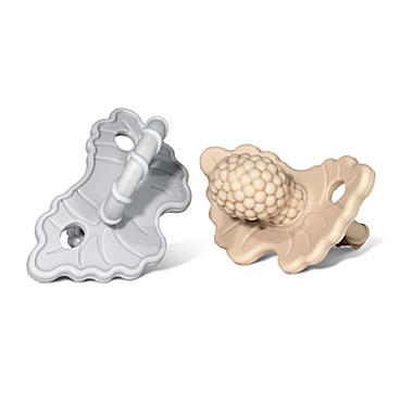 RaZbaby&reg; RaZberry 2-Pack Silicone Teethers in Grey/Tan. View a larger version of this product image.
