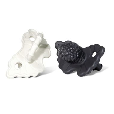 RaZbaby&reg; RaZberry 2-Pack Silicone Teethers in Black/White. View a larger version of this product image.
