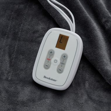 Brookstone&reg; N-A-P&reg; Heated Plush Queen Blanket in Grey. View a larger version of this product image.