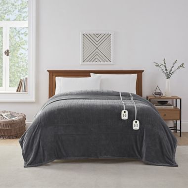 Brookstone&reg; N-A-P&reg; Heated Plush Queen Blanket in Grey. View a larger version of this product image.