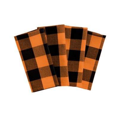 Four Piece Plaid Print Fall Colors 18-Inch Napkins Great for Thanksgiving #5693 