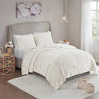 Madison Park&reg; Veronica 3-Piece Tufted Cotton Full/Queen Coverlet Set in Off White. View a larger version of this product image.