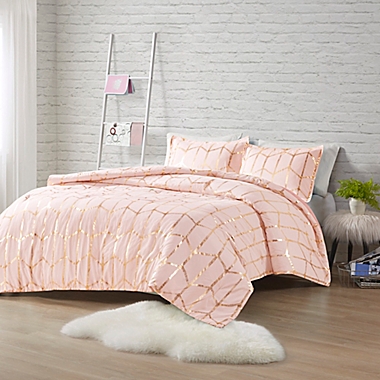 Intelligent Design Raina 3-Piece Full/Queen Comforter Set in Blush/Gold. View a larger version of this product image.