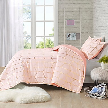Intelligent Design Raina 2-Piece Twin/Twin XL Comforter Set in Blush/Gold. View a larger version of this product image.
