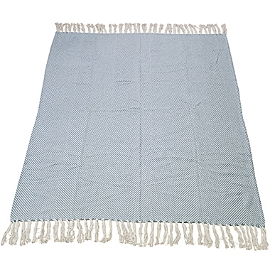 Everhome&trade; Herringbone Fringe Throw Blanket in Ether. View a larger version of this product image.