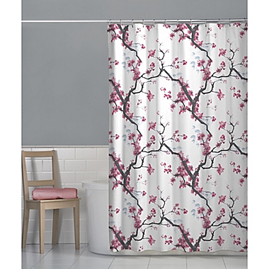 Zenna Home Cherrywood Fabric Shower Curtain in Pink. View a larger version of this product image.