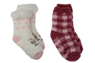 Capelli&reg; New York 2-Pack Pretty Reindeer Slipper Socks in Pink