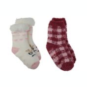 Capelli&reg; New York 2-Pack Pretty Reindeer Slipper Socks in Pink