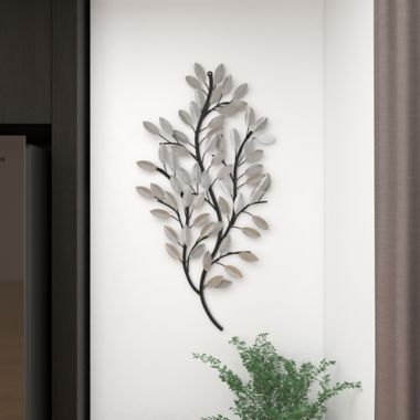 Ridge Road Decor Metal Glam Floral Wall Decor in Silver. View a larger version of this product image.