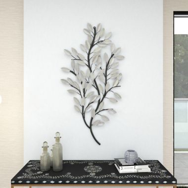 Ridge Road Decor Metal Glam Floral Wall Decor in Silver. View a larger version of this product image.