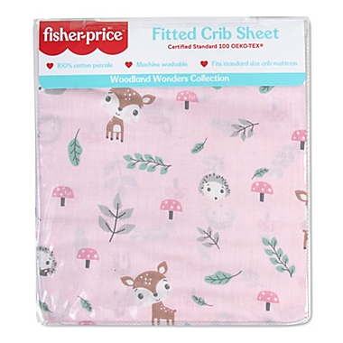 Fisher-Price&reg; Woodland Wonders Crib Sheet in Pink. View a larger version of this product image.
