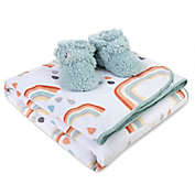 Fisher-Price&reg; In The Clouds Sherpa Blanket &amp; Booties in White/Blue