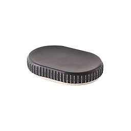 UGG® Pinstripes Ceramic Soap Dish in Black/Ivory