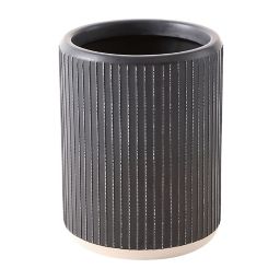 UGG® Pinstripes Ceramic Wastebasket in Black/Ivory
