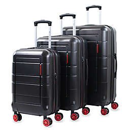 American Green Travel Andante 3-Piece Hardside Spinner Luggage Set in Black/Red