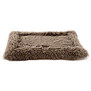 Precious Tails Small Eyelash Faux Fur Bordered Dog Bed in Taupe