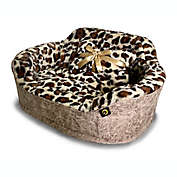 Precious Tails Leopard Princess Small Dog Bed in Taupe