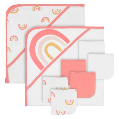 mighty goods&trade; 8-Piece Hooded Towel and Washcloth Set in Pink Multi. View a larger version of this product image.
