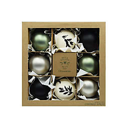 Bee & Willow™ 8-Piece Glass Christmas Ornament Set in Black/Green