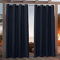 Nicole Miller NY Canvas 96-Inch Outdoor Window Curtain Panels in Navy Blue (Set of 2)