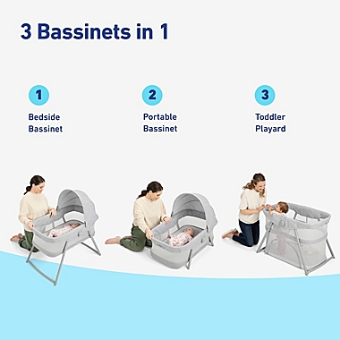Graco&reg; DreamMore&trade; 3-in-1 Portable Bassinet &amp; Travel Crib in Grey. View a larger version of this product image.