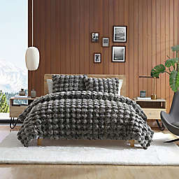 UGG® Ridgeline Faux Fur 3-Piece King Comforter Set in Off Black