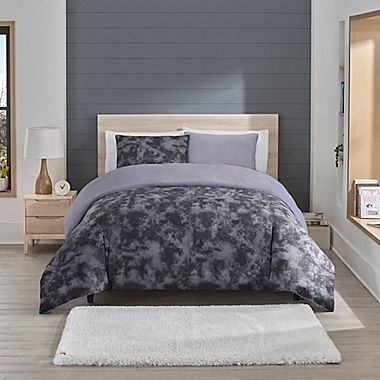 UGG&reg; Corey 3-Piece Reversible King Duvet Cover Set in Off Black Tie Dye/Cloudy Grey. View a larger version of this product image.