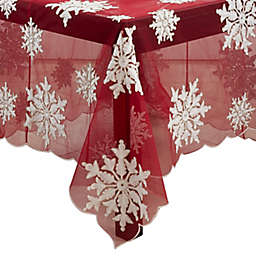 Saro Lifestyle Snowflake Beaded and Embroidered Winter Table Linen Collection