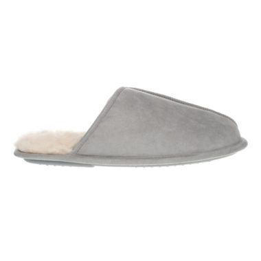 Nestwell&trade; Men's Large Suede Fur Memory Foam Slippers in Grey. View a larger version of this product image.