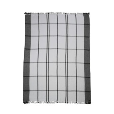 Bee &amp; Willow&trade; Window Pane Plaid Twin Fringe Blanket in Granite Grey. View a larger version of this product image.