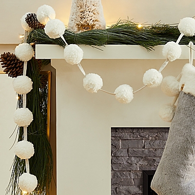 UGG&reg; Classic 72-Inch Sherpa Pom Pom Garland in Snow. View a larger version of this product image.