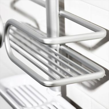 OXO Good Grips&reg; 3-Tier Shower Caddy in Aluminum. View a larger version of this product image.