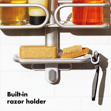 OXO Good Grips&reg; 3-Tier Shower Caddy in Aluminum. View a larger version of this product image.