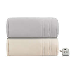 Brookstone® Heated Microfleece Queen Blanket in Light Grey