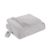 Brookstone&reg; Heated Microfleece King Blanket in Light Grey