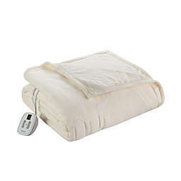 Brookstone® Heated Microfleece King Blanket in Cream