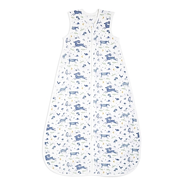 aden + anais&reg; Size 0-6M Woodland Animals Organic Cotton Sleep Sack in Blue. View a larger version of this product image.