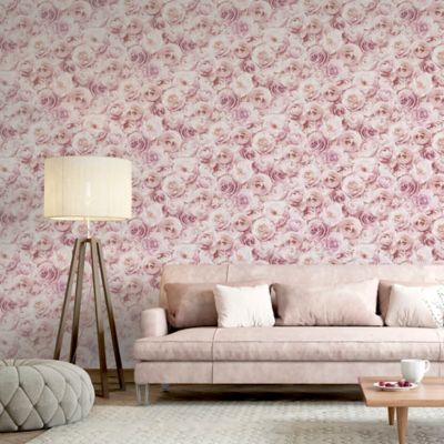 Arthouse Floral Rose Wallpaper in Pink | Bed Bath & Beyond